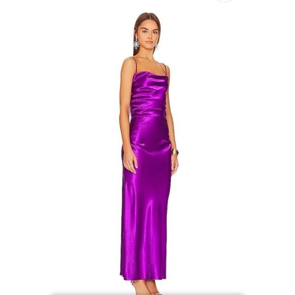 Superdown Lanthea Satin Purple Jewel Tone Slip Dress Maxi Revolve $98 NWT S - Picture 2 of 9